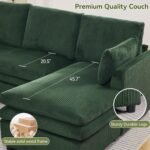 110" Sectional Couches with Double Chaises, Comfy Deep Dual-Layer Cushion Couch, 9 Seater Oversize Couch, Modern Modular Sofa, Corduroy Sofas for Living Room, Apartment, Green - Image 7