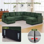 110" Sectional Couches with Double Chaises, Comfy Deep Dual-Layer Cushion Couch, 9 Seater Oversize Couch, Modern Modular Sofa, Corduroy Sofas for Living Room, Apartment, Green - Image 8
