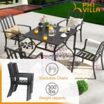 PHI VILLA Outdoor Metal Chairs Set of 2, Black Stackable Wrought Iron Outside Dining Chairs, All Weather Heavy-Duty Seating Furniture for Patio, Deck, Porch, Backyard - Image 5