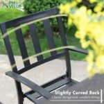 PHI VILLA Outdoor Metal Chairs Set of 2, Black Stackable Wrought Iron Outside Dining Chairs, All Weather Heavy-Duty Seating Furniture for Patio, Deck, Porch, Backyard - Image 6