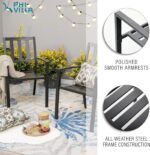 PHI VILLA Outdoor Metal Chairs Set of 2, Black Stackable Wrought Iron Outside Dining Chairs, All Weather Heavy-Duty Seating Furniture for Patio, Deck, Porch, Backyard - Image 7