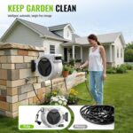 100 FT Retractable Garden Hose Reel for Large Yards, Heavy Duty Wall Mounted Water Hose Reel with Auto Slow Rewind, Any Length Lock & 10-Pattern Nozzle for Watering, Car Washing and Outdoor Cleaning - Image 3