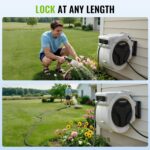 100 FT Retractable Garden Hose Reel for Large Yards, Heavy Duty Wall Mounted Water Hose Reel with Auto Slow Rewind, Any Length Lock & 10-Pattern Nozzle for Watering, Car Washing and Outdoor Cleaning - Image 4