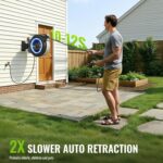 100 FT Retractable Garden Hose Reel for Large Yards, Heavy Duty Wall Mounted Water Hose Reel with Auto Slow Rewind, Any Length Lock & 10-Pattern Nozzle for Watering, Car Washing and Outdoor Cleaning - Image 6