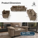 HERA'S HOUSE 3 Pieces Modular Sectional Sofa Sets, Oversized Couch Set with Loveseats and Armchair, Comfy Cloud Couches with Pillows, 6-Seater Deep Seat Sofa for Living Room, Chenille Grayish Brown - Image 3