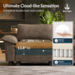 HERA'S HOUSE 3 Pieces Modular Sectional Sofa Sets, Oversized Couch Set with Loveseats and Armchair, Comfy Cloud Couches with Pillows, 6-Seater Deep Seat Sofa for Living Room, Chenille Grayish Brown - Image 7