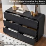 Standifurno Curved Dresser with 6 Drawers, 47" Wide Chest of Drawers with Clothes Storage Organizer, Wood Dresser Closet for Living Room, Hallway (Black) - Image 5