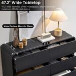 Standifurno Curved Dresser with 6 Drawers, 47" Wide Chest of Drawers with Clothes Storage Organizer, Wood Dresser Closet for Living Room, Hallway (Black) - Image 6