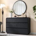 Standifurno Curved Dresser with 6 Drawers, 47" Wide Chest of Drawers with Clothes Storage Organizer, Wood Dresser Closet for Living Room, Hallway (Black) - Image 8