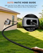 SUNPOW Retractable Garden Hose Reel - 1/2 inch x 50ft Heavy Duty Wall Mounted Hose Reel with 3/4 inch Brass Fitting & 10 Sprayer Nozzle - Any Length Lock, Auto Rewind System, 180°Swivel Bracket- Grey - Image 5