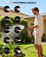 SUNPOW Retractable Garden Hose Reel - 1/2 inch x 50ft Heavy Duty Wall Mounted Hose Reel with 3/4 inch Brass Fitting & 10 Sprayer Nozzle - Any Length Lock, Auto Rewind System, 180°Swivel Bracket- Grey - Image 6