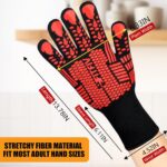 BBQ Gloves, Oven Gloves, 1472°F Extreme Heat Resistant Barbecue Gloves, Silicone Non-Slip Oven Mitts, Kitchen for Cooking, Grilling, and Baking - Image 3