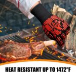 BBQ Gloves, Oven Gloves, 1472°F Extreme Heat Resistant Barbecue Gloves, Silicone Non-Slip Oven Mitts, Kitchen for Cooking, Grilling, and Baking - Image 4