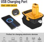 Azocek 2 Packs DM18D Battery Adapter Converter with USB Port for Dewa-lt 18V Tools, Converts for De-Walt 20V for Mil-Waukee 18V Li-ion to De-Walt 18-V Battery Adapter - Image 4