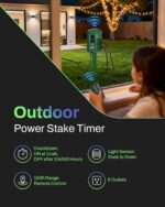 BN-LINK Outdoor Power Stake with Dusk to Dawn Timer, Waterproof 6 Grounded Outlets, 6FT Cord, 100FT Remote Control, Heavy Duty Outdoor Plug for Christmas Lights, Yard, Garden, ETL Listed - Image 3