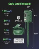 BN-LINK Outdoor Power Stake with Dusk to Dawn Timer, Waterproof 6 Grounded Outlets, 6FT Cord, 100FT Remote Control, Heavy Duty Outdoor Plug for Christmas Lights, Yard, Garden, ETL Listed - Image 6