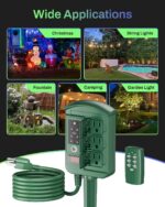 BN-LINK Outdoor Power Stake with Dusk to Dawn Timer, Waterproof 6 Grounded Outlets, 6FT Cord, 100FT Remote Control, Heavy Duty Outdoor Plug for Christmas Lights, Yard, Garden, ETL Listed - Image 8