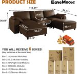 EASE MOOSE Oversized Modular Sectional Sofa, Waterproof & Scratch-Resistant Faux Leather Sofa with Deep Seat, Comfy U-Shaped Sofa with Storage Ottoman, Sectional Couches for Living Room, Dark Brown - Image 3