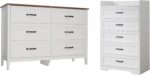 Gizoon 2-Piece Bedroom Furniture Set – Includes a 5 Drawer Dresser, a 6 Chest of Drawers,Modern Farmhouse Dresser Set, Ideal for Bedroom, Living Room - Image 4