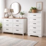 Gizoon 2-Piece Bedroom Furniture Set – Includes a 5 Drawer Dresser, a 6 Chest of Drawers,Modern Farmhouse Dresser Set, Ideal for Bedroom, Living Room - Image 5