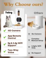 Yakry Automatic Cat Feeder with Camera - 5G WiFi Easy Setup App Control Cat Dry Food Dispenser with Stainless Steel Bowl, 4L/17 Cups, HD 1080P Video with Night Vision for Small Pets Indoor - Image 7