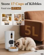 Yakry Automatic Cat Feeder with Camera - 5G WiFi Easy Setup App Control Cat Dry Food Dispenser with Stainless Steel Bowl, 4L/17 Cups, HD 1080P Video with Night Vision for Small Pets Indoor - Image 8