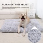 KSIIA Washable Dog Bed Deluxe Plush Dog Crate Beds Comfy Kennel Pad Anti-Slip Pet Sleeping Mat for Large, Jumbo, Medium, Small Dogs Breeds, 35" x 23", Gray - Image 3