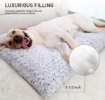 KSIIA Washable Dog Bed Deluxe Plush Dog Crate Beds Comfy Kennel Pad Anti-Slip Pet Sleeping Mat for Large, Jumbo, Medium, Small Dogs Breeds, 35" x 23", Gray - Image 4