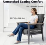 Aluminum Outdoor Patio Furniture Set, 8-Piece Sectional Sofa with 5.1" Thick Cushions, 4 Swivel Rocking Chairs, 55,000 BTU Propane Fire Pit Table, Outdoor Couch for Backyard, Deck, Black - Image 4