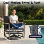 Aluminum Outdoor Patio Furniture Set, 8-Piece Sectional Sofa with 5.1" Thick Cushions, 4 Swivel Rocking Chairs, 55,000 BTU Propane Fire Pit Table, Outdoor Couch for Backyard, Deck, Black - Image 5