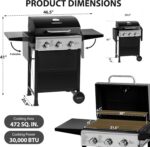 MASTER COOK 3 Burner BBQ Propane Gas Grill, 472 Sq. In. Cooking Area, 30,000 BTU Stainless Steel Barbecue Grill with Two Foldable Shelves for Outdoor Patio, Backyard - Image 3