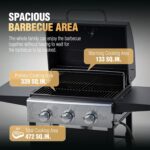 MASTER COOK 3 Burner BBQ Propane Gas Grill, 472 Sq. In. Cooking Area, 30,000 BTU Stainless Steel Barbecue Grill with Two Foldable Shelves for Outdoor Patio, Backyard - Image 4