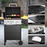 MASTER COOK 3 Burner BBQ Propane Gas Grill, 472 Sq. In. Cooking Area, 30,000 BTU Stainless Steel Barbecue Grill with Two Foldable Shelves for Outdoor Patio, Backyard - Image 6