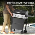 MASTER COOK 3 Burner BBQ Propane Gas Grill, 472 Sq. In. Cooking Area, 30,000 BTU Stainless Steel Barbecue Grill with Two Foldable Shelves for Outdoor Patio, Backyard - Image 7