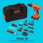 BLACK+DECKER 20V MAX* POWERCONNECT Cordless Drill Driver Kit with Drill Bit Set and Sockets, 100 pc. Tool Kit for Home, Battery and Charger Included ,Orange (BDC120VA100) - Image 4