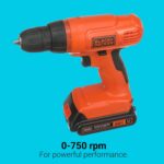 BLACK+DECKER 20V MAX* POWERCONNECT Cordless Drill Driver Kit with Drill Bit Set and Sockets, 100 pc. Tool Kit for Home, Battery and Charger Included ,Orange (BDC120VA100) - Image 6