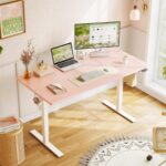 OffiGo Electric Height Adjustable Standing Desk, 48 Inch Pink Computer Desk for Women Girls, Sit Stand Table for Home, Office, Bedroom - Image 3