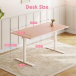 OffiGo Electric Height Adjustable Standing Desk, 48 Inch Pink Computer Desk for Women Girls, Sit Stand Table for Home, Office, Bedroom - Image 4