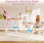 OffiGo Electric Height Adjustable Standing Desk, 48 Inch Pink Computer Desk for Women Girls, Sit Stand Table for Home, Office, Bedroom - Image 5