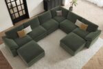 EASE MOOSE Oversized L Shaped Sectional Modular Sofa,Large U Shaped Sectional Couch Wide Deep Seat Modular Cloud Couch Green - Image 5