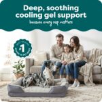 FurHaven Cooling Gel Dog Bed for Large Dogs, Perfect Comfort Sofa Bed with Cool Gel-Top Foam with a Solid Orthopedic Foam Base, Removable Washable Cover, Jumbo Plus XXL, Plush & Velvet, Granite Gray. - Image 3
