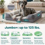 FurHaven Cooling Gel Dog Bed for Large Dogs, Perfect Comfort Sofa Bed with Cool Gel-Top Foam with a Solid Orthopedic Foam Base, Removable Washable Cover, Jumbo Plus XXL, Plush & Velvet, Granite Gray. - Image 4