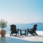 Plawdlik Folding Adirondack Chair Set of 4, Cup Holder，Wooden Textured ，Heavy All-Weather HDPE Comfortable Set Poolside Backyard Lawn Black - Image 3