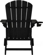 Plawdlik Folding Adirondack Chair Set of 4, Cup Holder，Wooden Textured ，Heavy All-Weather HDPE Comfortable Set Poolside Backyard Lawn Black - Image 12