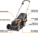 WORX Cordless Lawn Mower, 14" Electric Mower with Brushless Motor, Lightweight Push Lawn Mower with 6-Position Height Adjustment for Small Yards, 2 Batteries & Charger Included, WG735 - Image 9