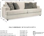 Signature Design by Ashley Soletren Contemporary Chenille Sofa with 4 Accent Pillows, Off-White - Image 4
