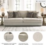 Signature Design by Ashley Soletren Contemporary Chenille Sofa with 4 Accent Pillows, Off-White - Image 5