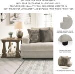 Signature Design by Ashley Soletren Contemporary Chenille Sofa with 4 Accent Pillows, Off-White - Image 6