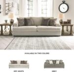 Signature Design by Ashley Soletren Contemporary Chenille Sofa with 4 Accent Pillows, Off-White - Image 7