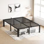 VIPSHOW 18 Inch Queen Bed Frame, 3500Lbs Heavy Duty Metal Platform with Round Corner Legs Mattress Slide Stopper, Steel Slat Support No Box Spring Needed, Noise Free, Non-Slip, Easy Assembly - Image 3